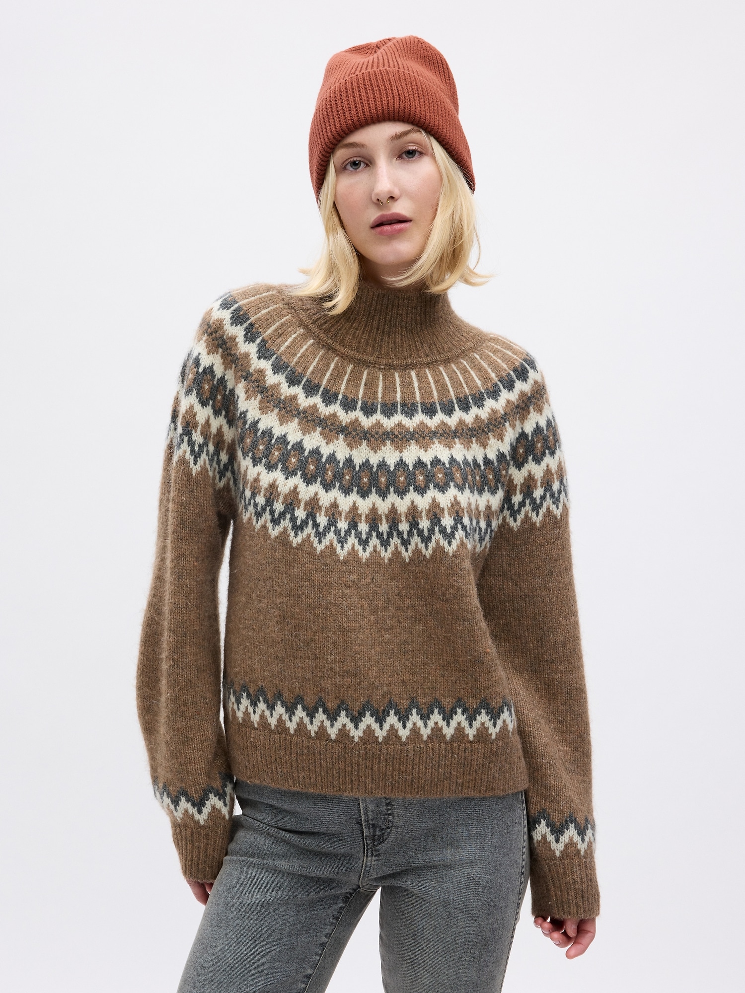 Fair Isle Mockneck Sweater