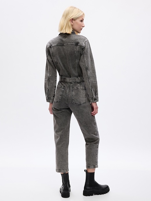 2 of 8 showing, with the color grey wash of product Denim Utility Jumpsuit