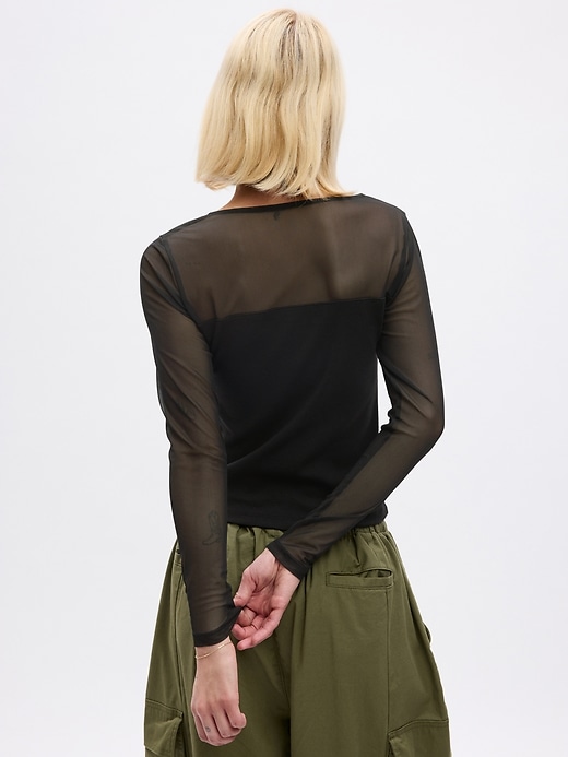 2 of 8 showing, with the color black of product Modern Crewneck Mesh T-Shirt
