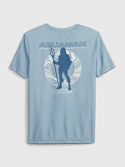 2 of 8 showing, with the color new england sky of product GapKids &#124 DC™ Aquaman Swim Rash Guard T-Shirt