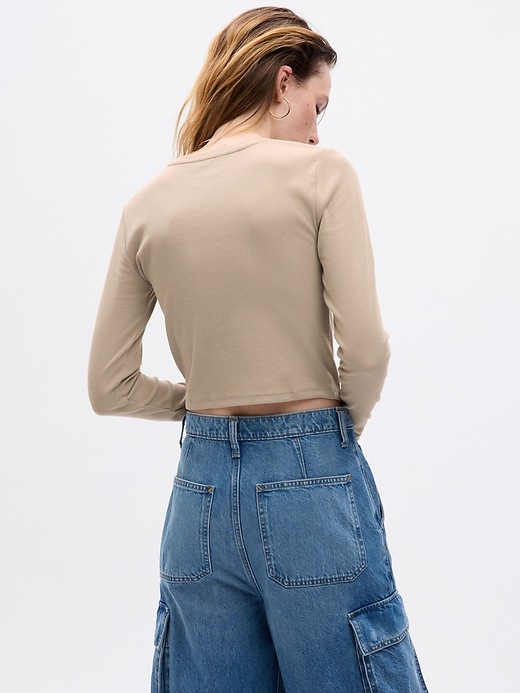 2 of 8 showing, with the color quail tan of product Cropped Rib T-Shirt