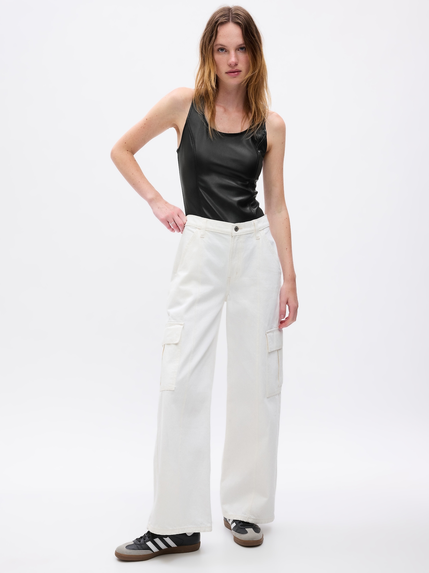 Vegan Leather Bodysuit Gap