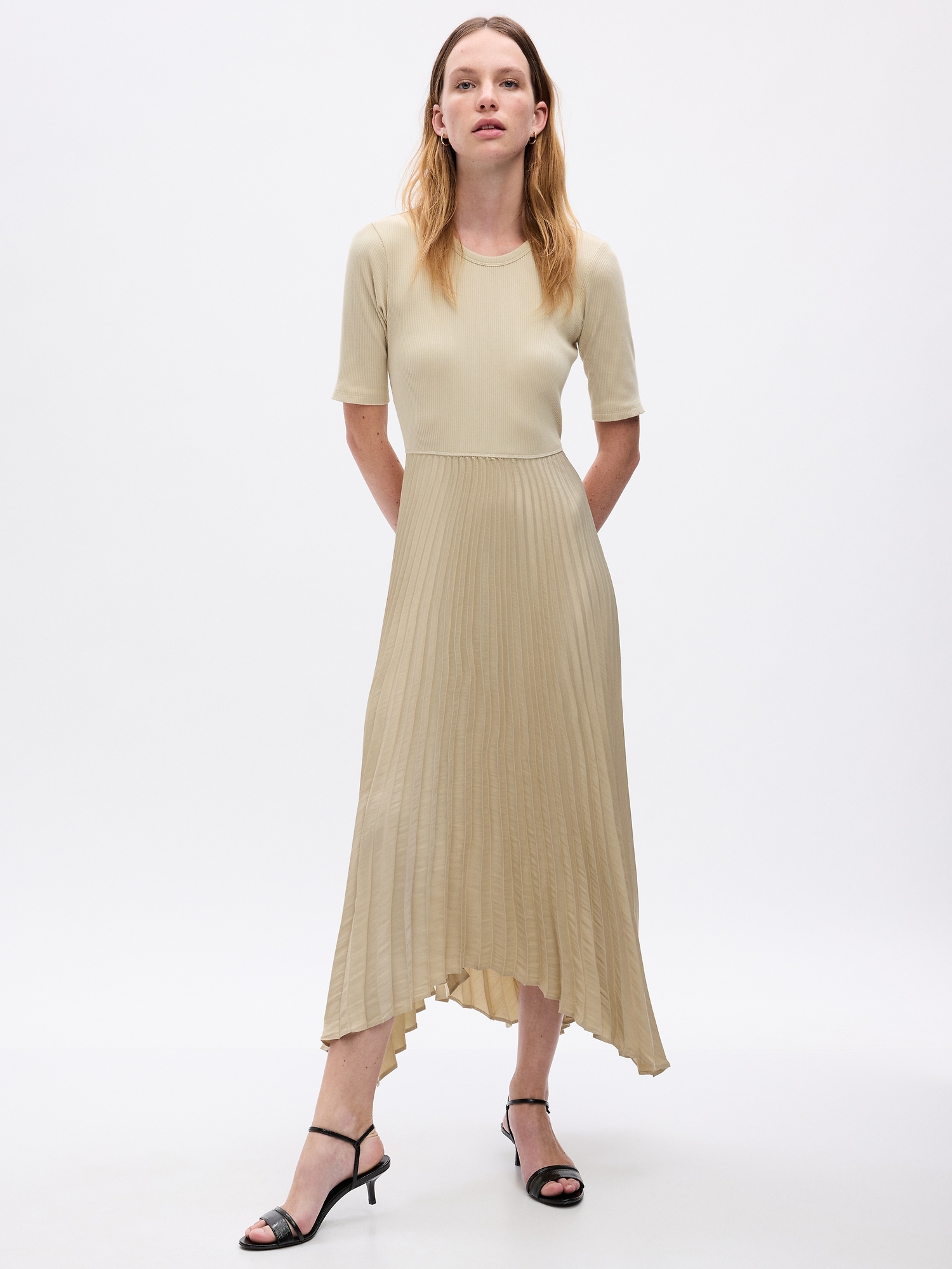 Gap Satin Pleated Midi Dress