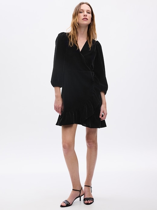 Velvet Wrap Mini Dress | Gap