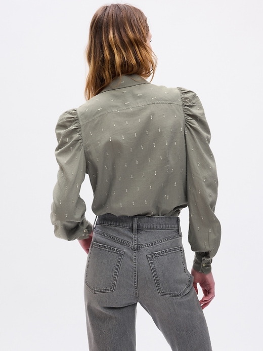 2 of 8 showing, with the color pilot grey of product Embroidered Puff Sleeve Shirt