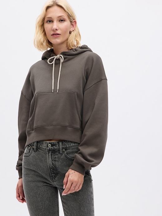 1 of 8 showing, with the color cashmere brown of product VintageSoft Cropped Hoodie