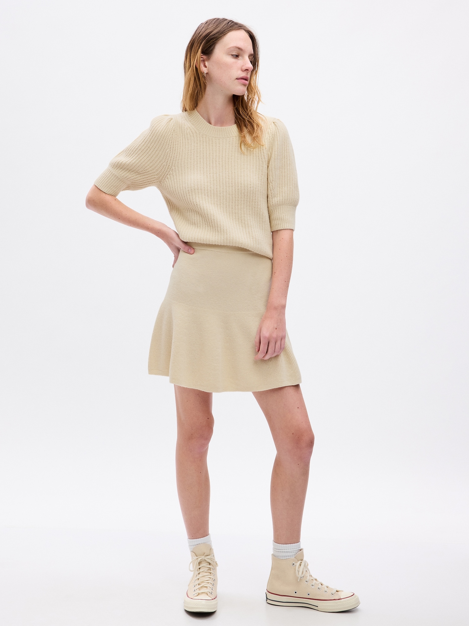 Gap Cashsoft Rib Mini Sweater Skirt In Chino