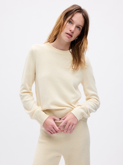 1 of 8 showing, with the color birch beige of product CashSoft Crewneck Sweater