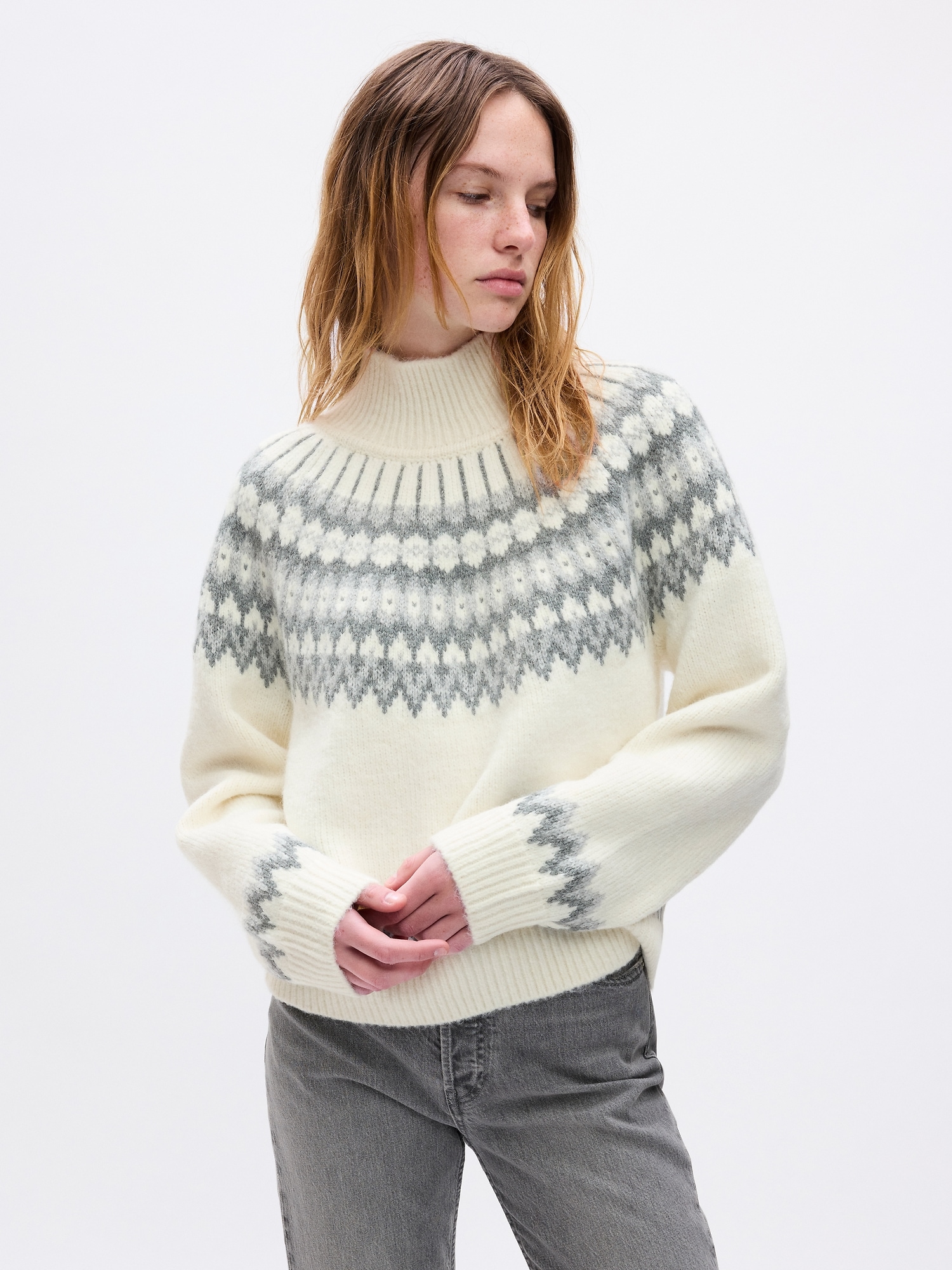 Fair Isle Mockneck Sweater