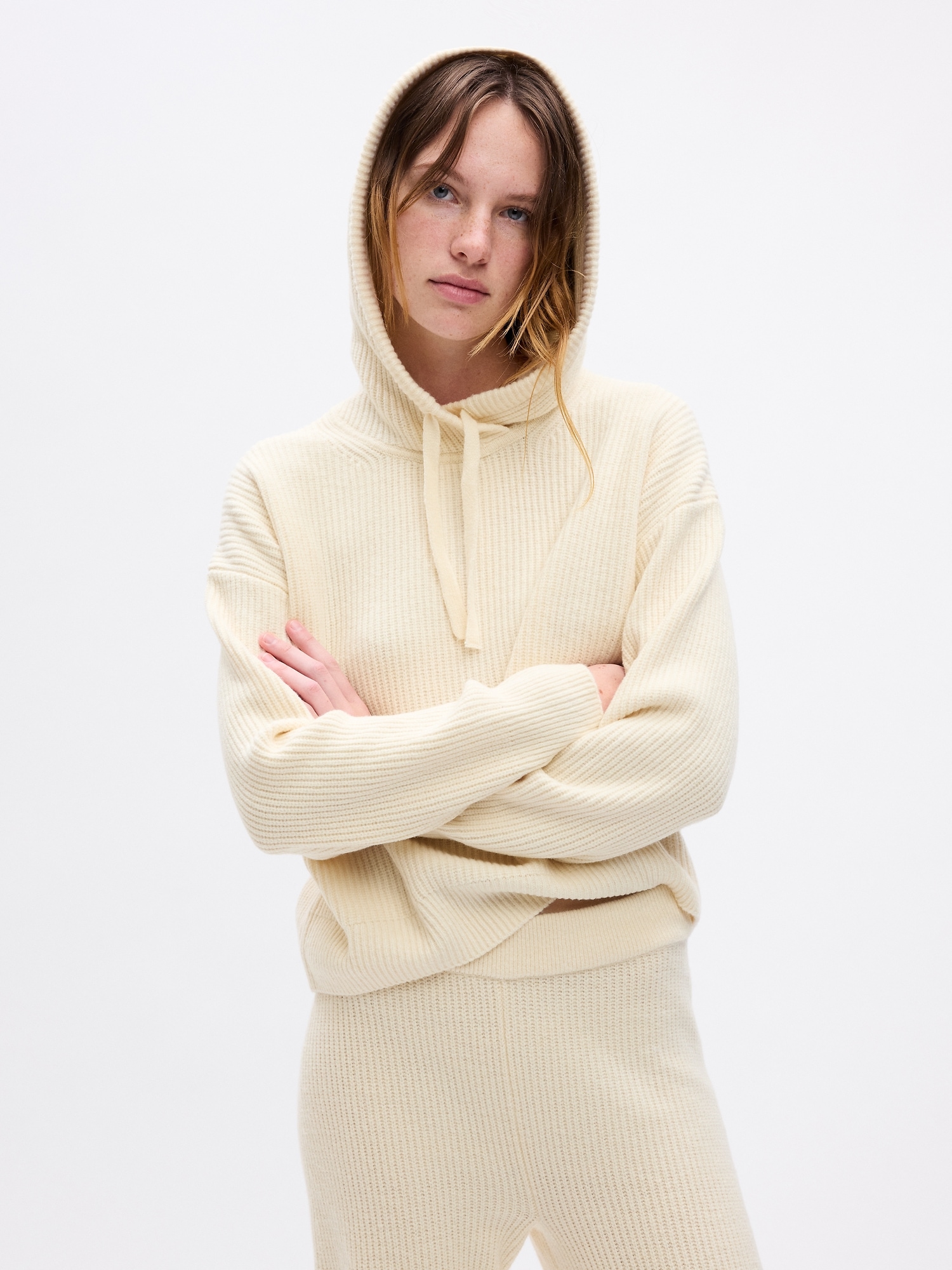 CashSoft Shaker-Stitch Sweater Hoodie