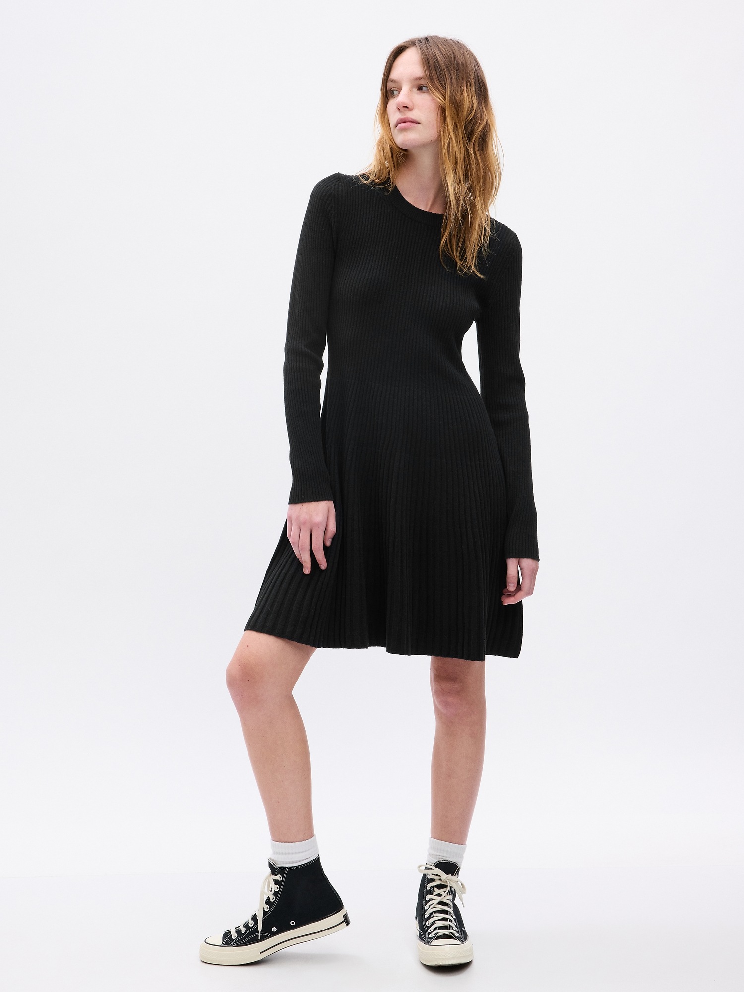 Gap CashSoft Pleated Mini Sweater Dress