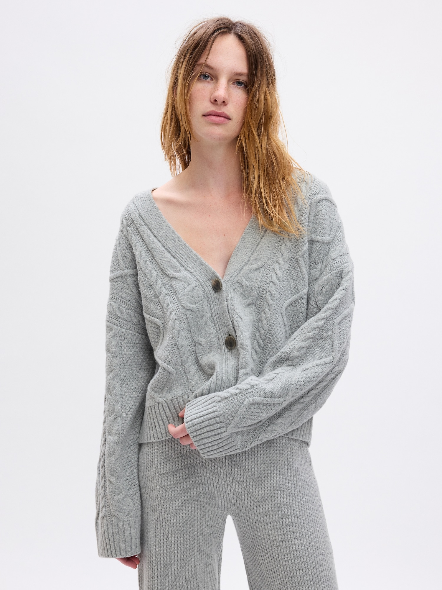 CashSoft Cable-Knit Cardigan