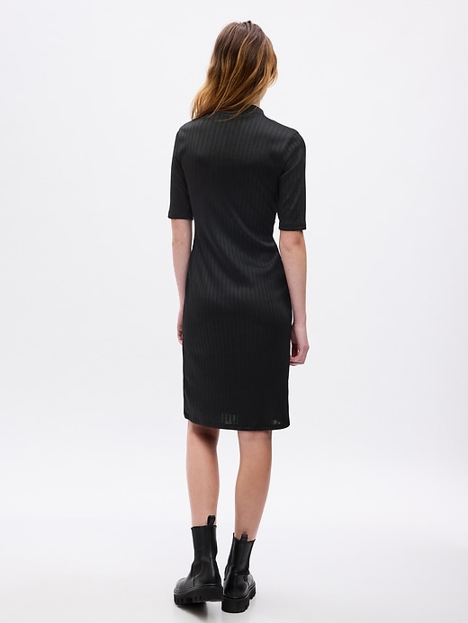 2 of 8 showing, with the color black of product Mockneck Rib Midi Dress