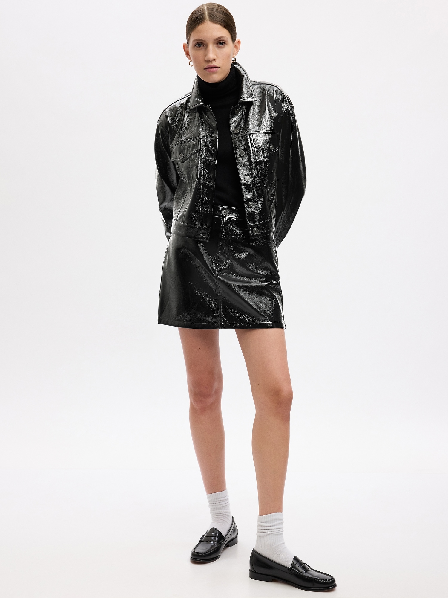 Gap Vegan Patent Leather Mini Skirt