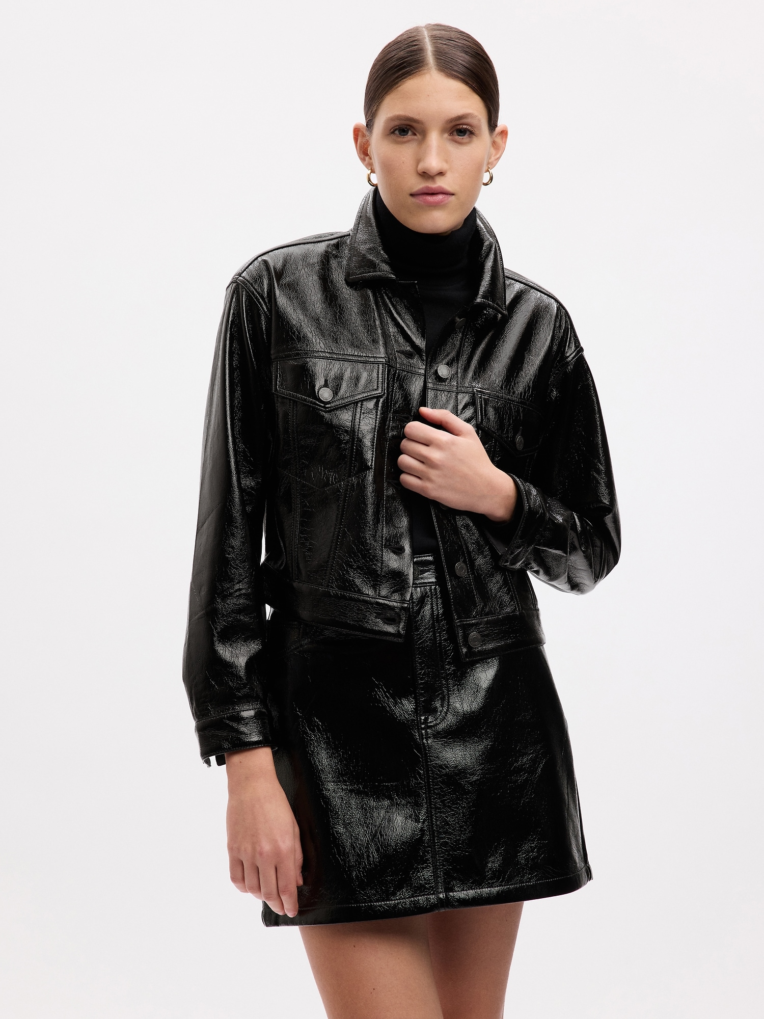 Gap Vegan Patent Leather Icon Jacket