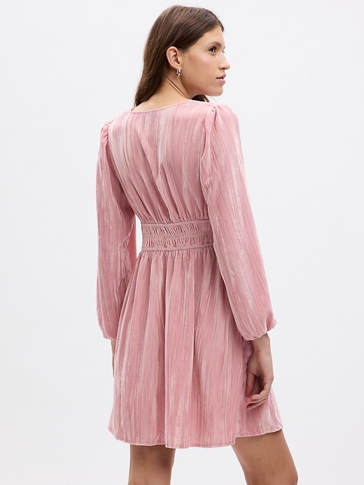 2 of 8 showing, with the color cavan rose pink of product Velvet Smocked Mini Dress