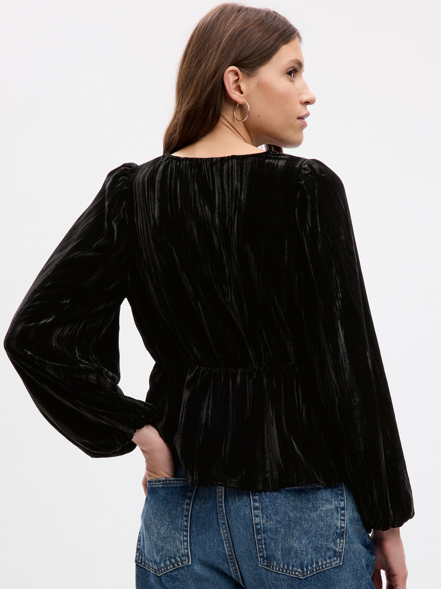 Velvet Balloon Sleeve Top Gap