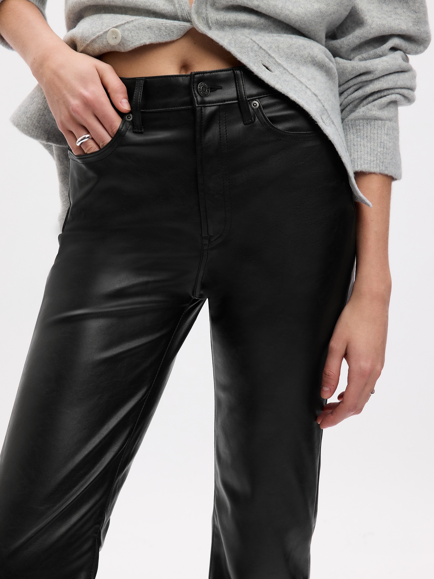 High Rise Vegan Leather '70s Flare Pants | Gap