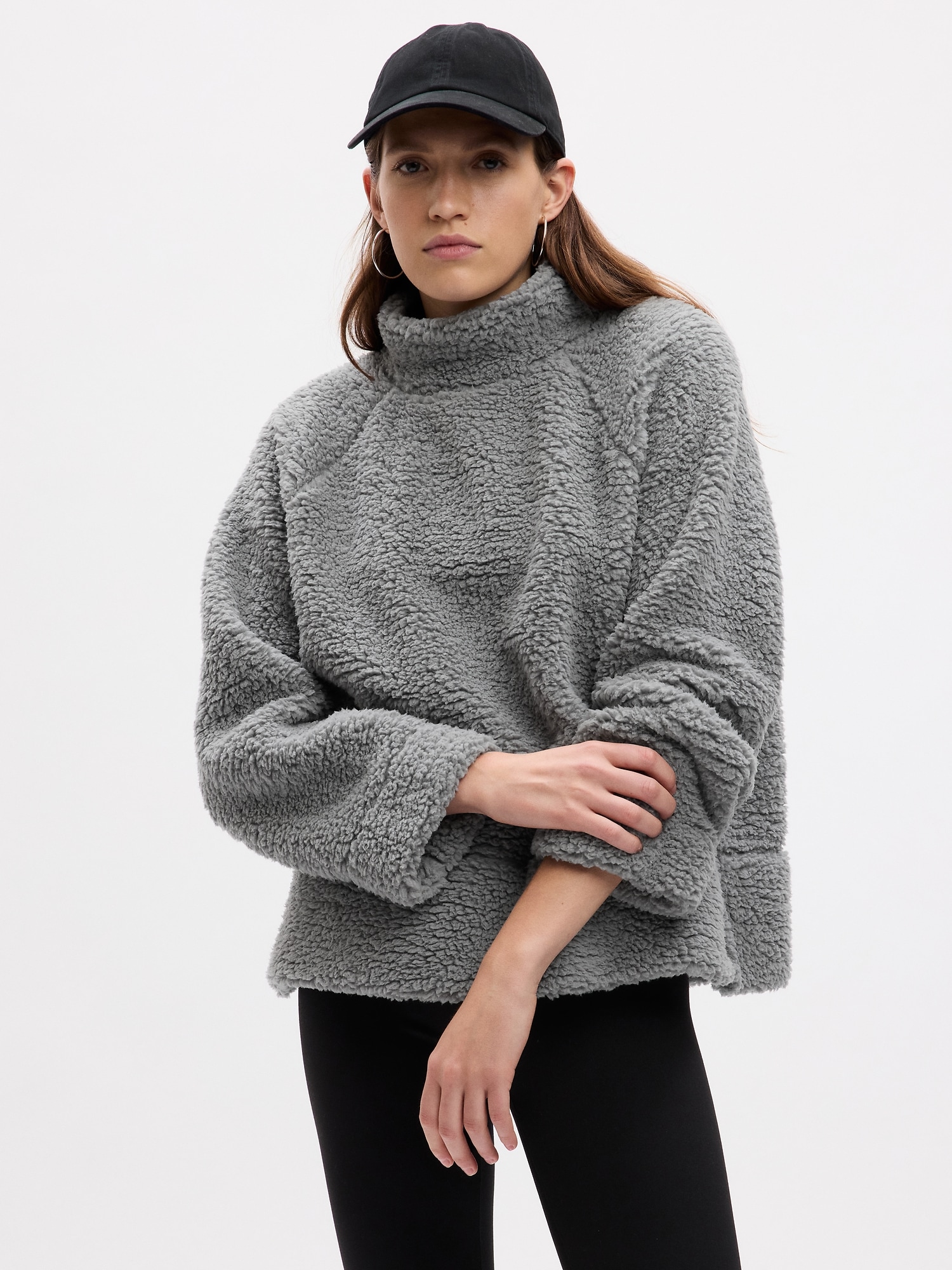 Gap Mockneck Pullover Sherpa Sweatshirt