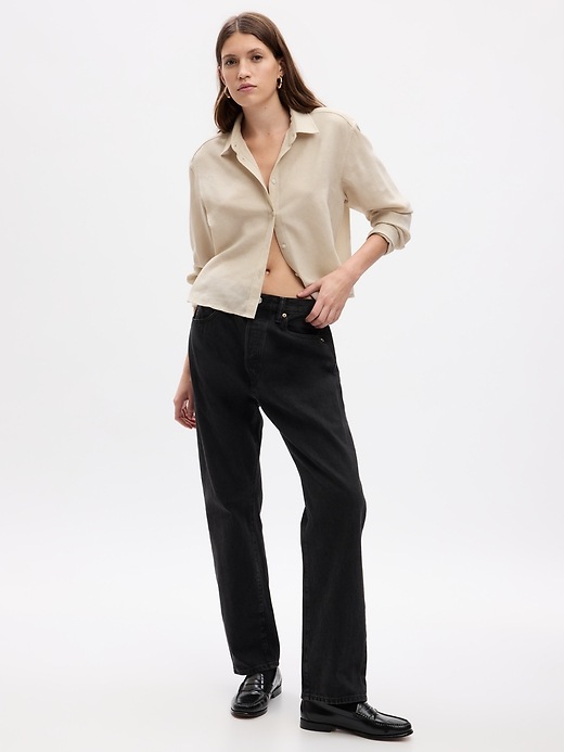 Cropped Button-Front Shirt
