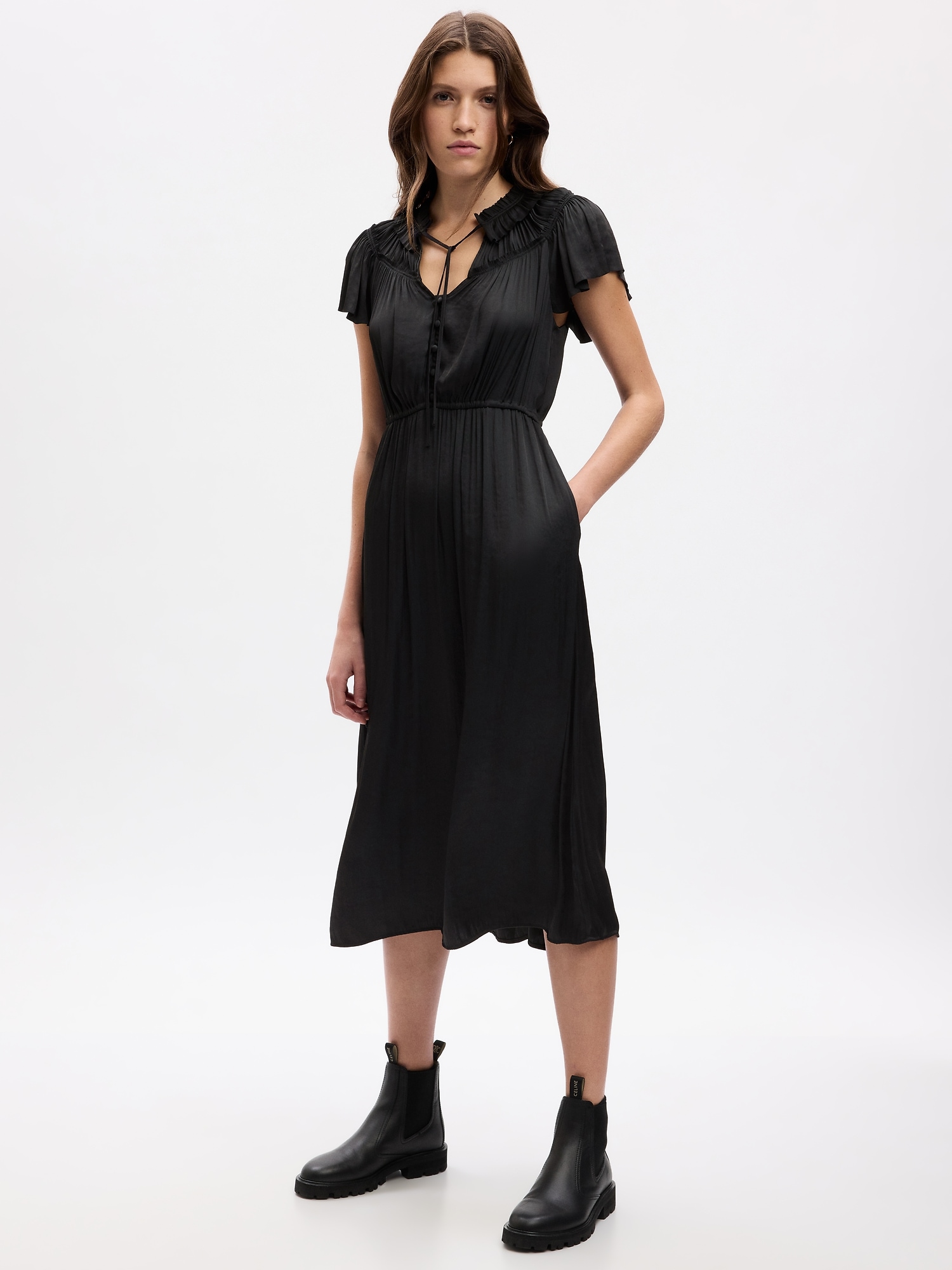 Gap Ruffle-Neck Midi Dress