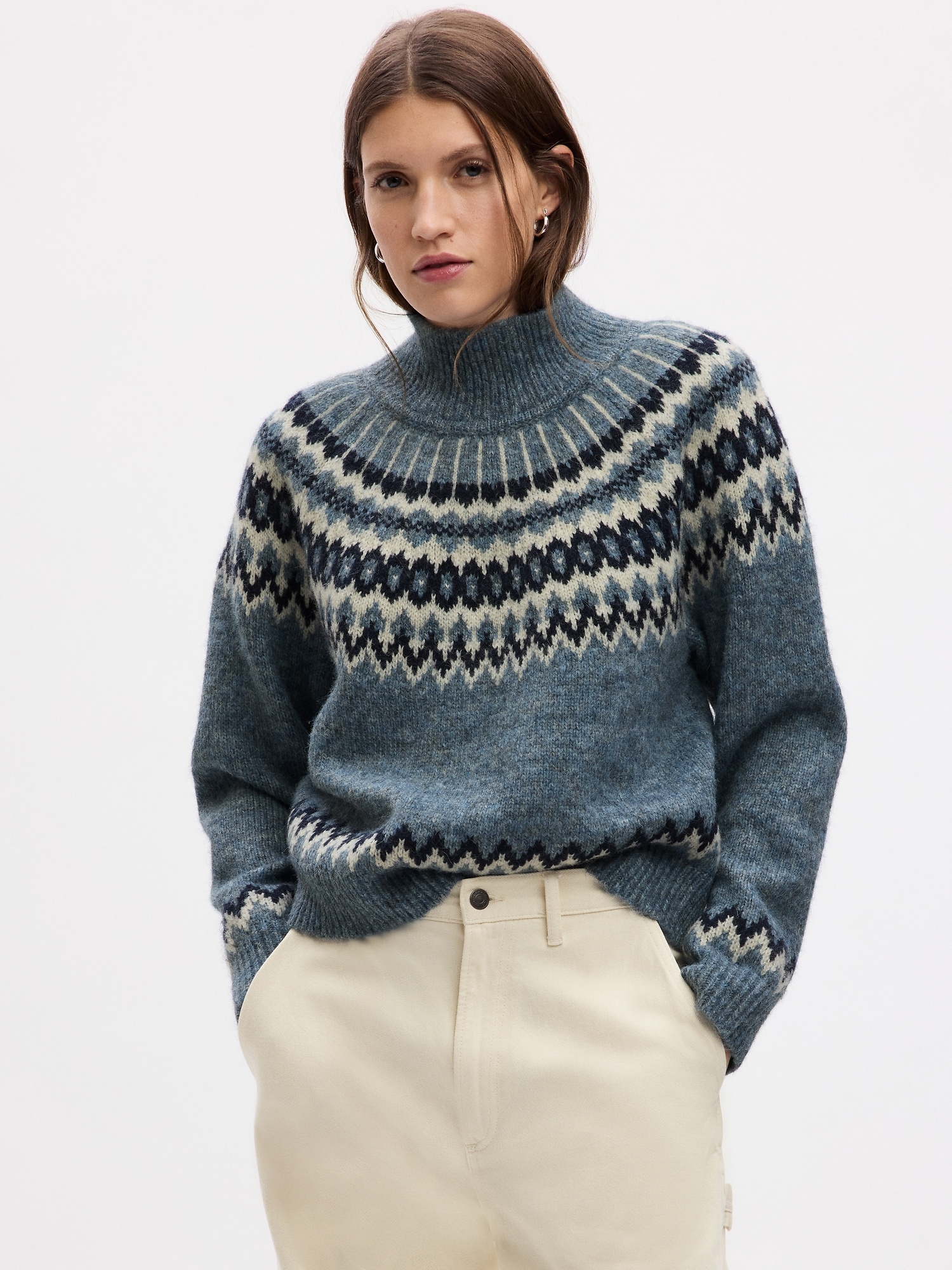 Fair Isle Mockneck Sweater