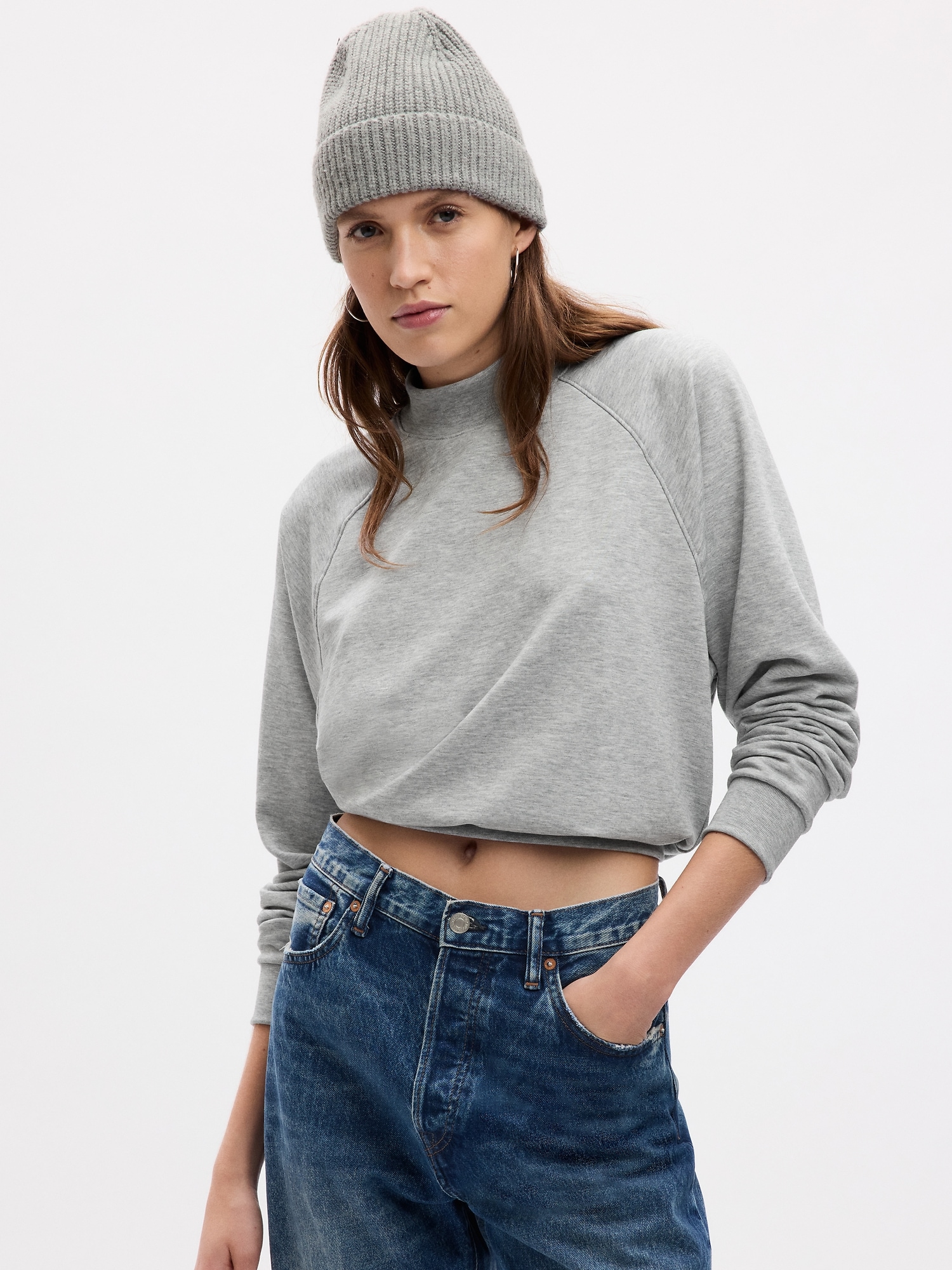 Gap Cloudlight Mockneck Sweatshirt In Light Grey