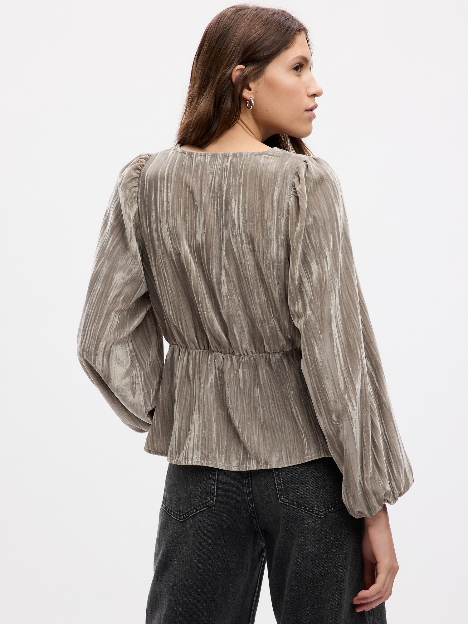 Lamb velvet balloon sleeve casual loose jacket