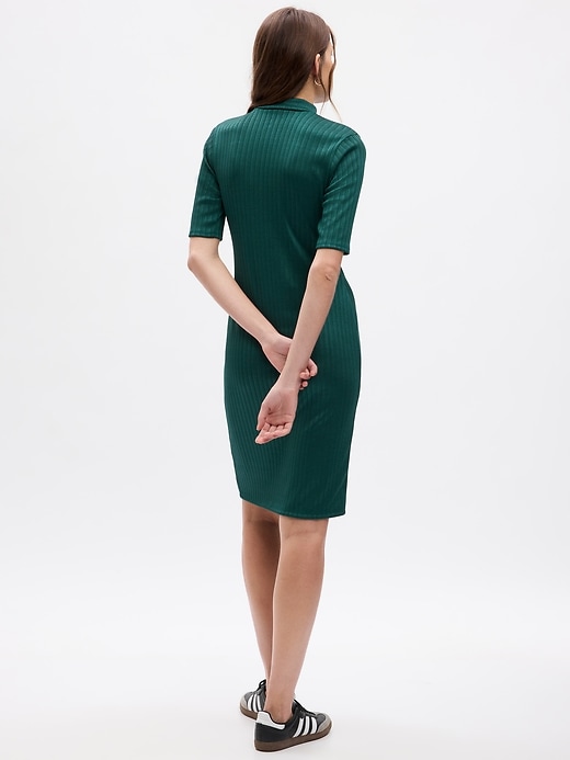 2 of 8 showing, with the color june bug green of product Mockneck Rib Midi Dress