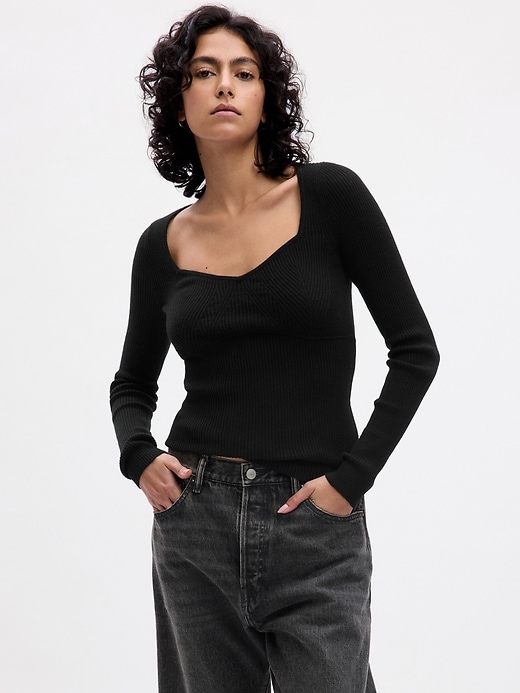 1 of 8 showing, with the color BLACK of product Sweetheart Corset Sweater