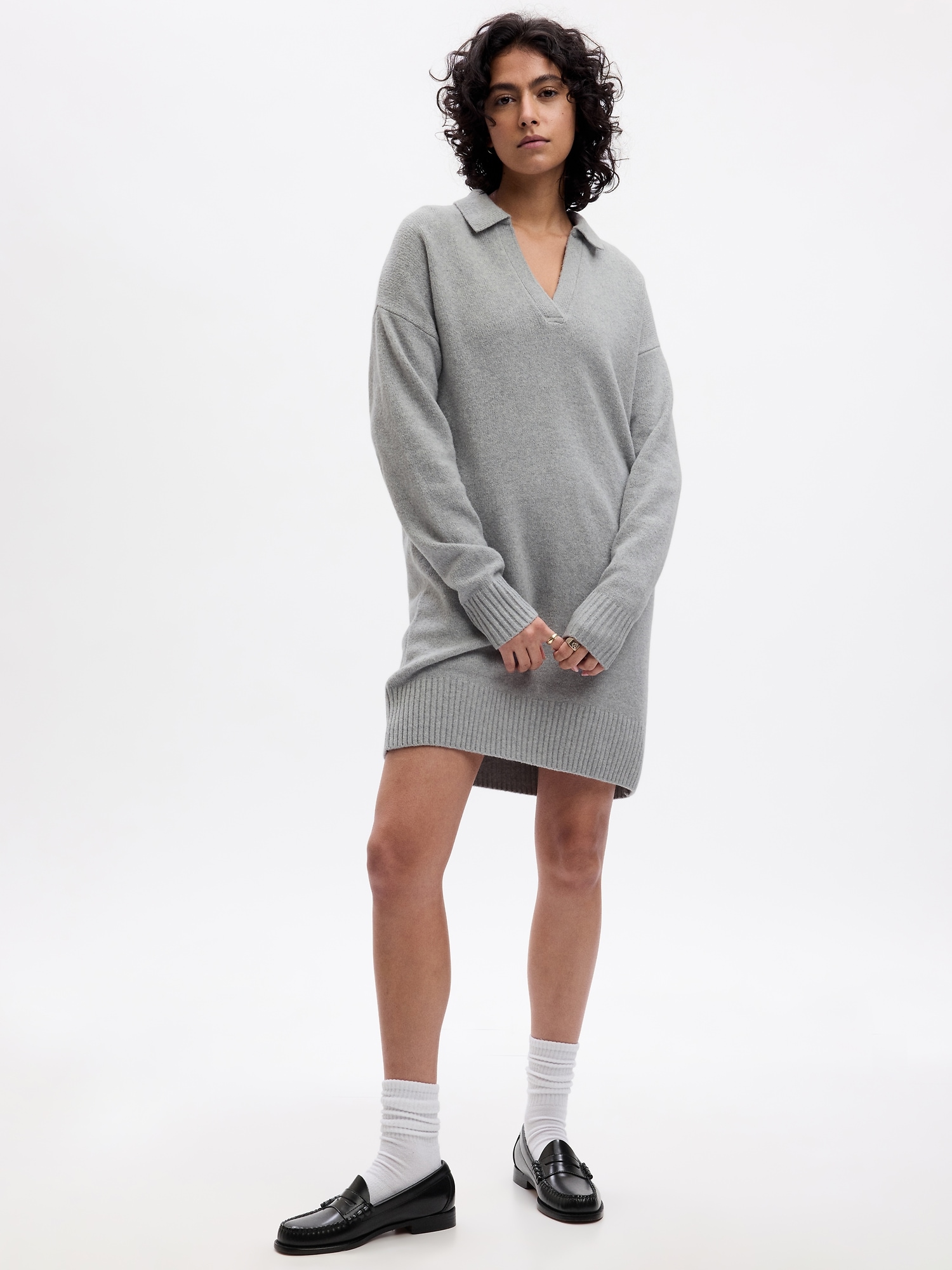 CashSoft Polo Mini Sweater Dress