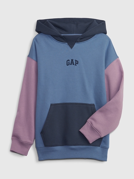 1 of 8 showing, with the color blue colorblock of product Kids VintageSoft Relaxed Logo Hoodie