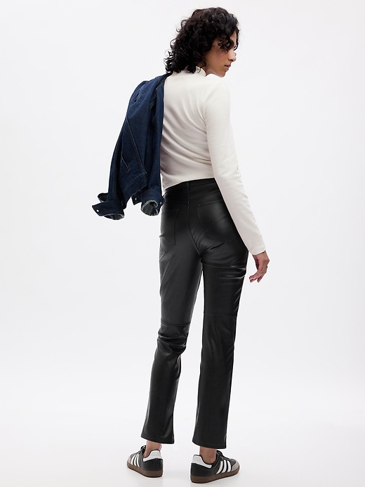 Image number 2 showing, High Rise Vegan Leather Vintage Slim Pants