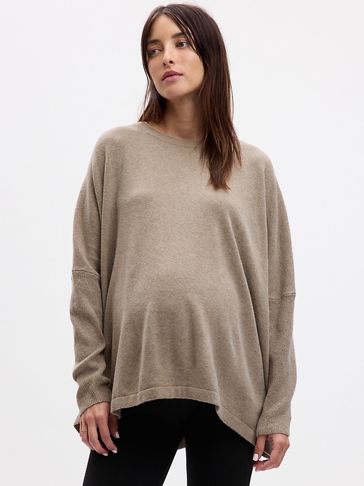 1 of 8 showing, with the color medium cool brown of product Maternity Relaxed Sweater