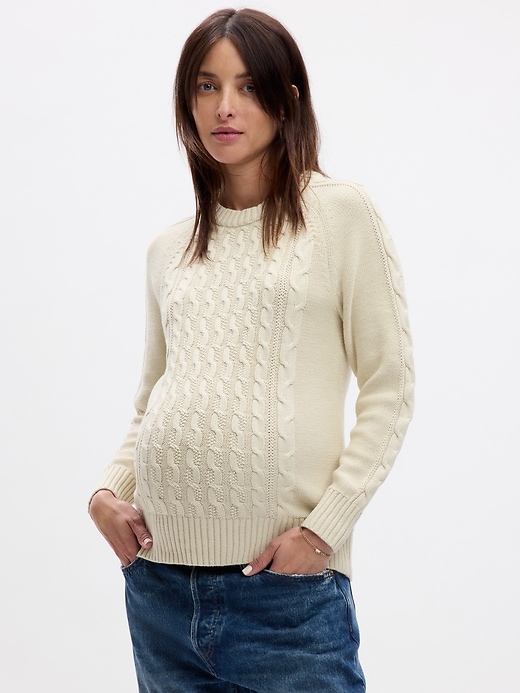 Image number 1 showing, Maternity Cable-Knit Sweater