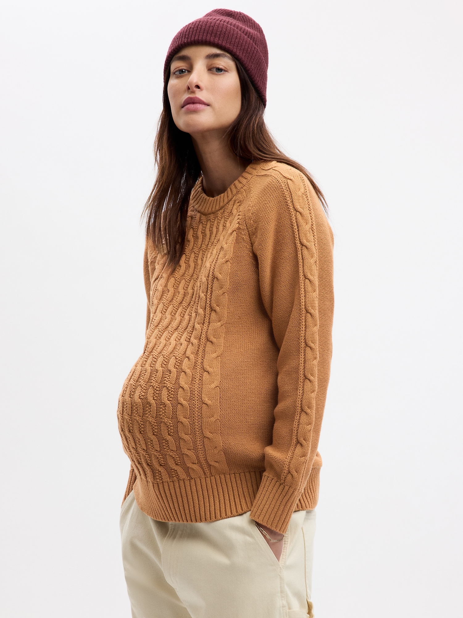 Maternity cable knit sweater 2025