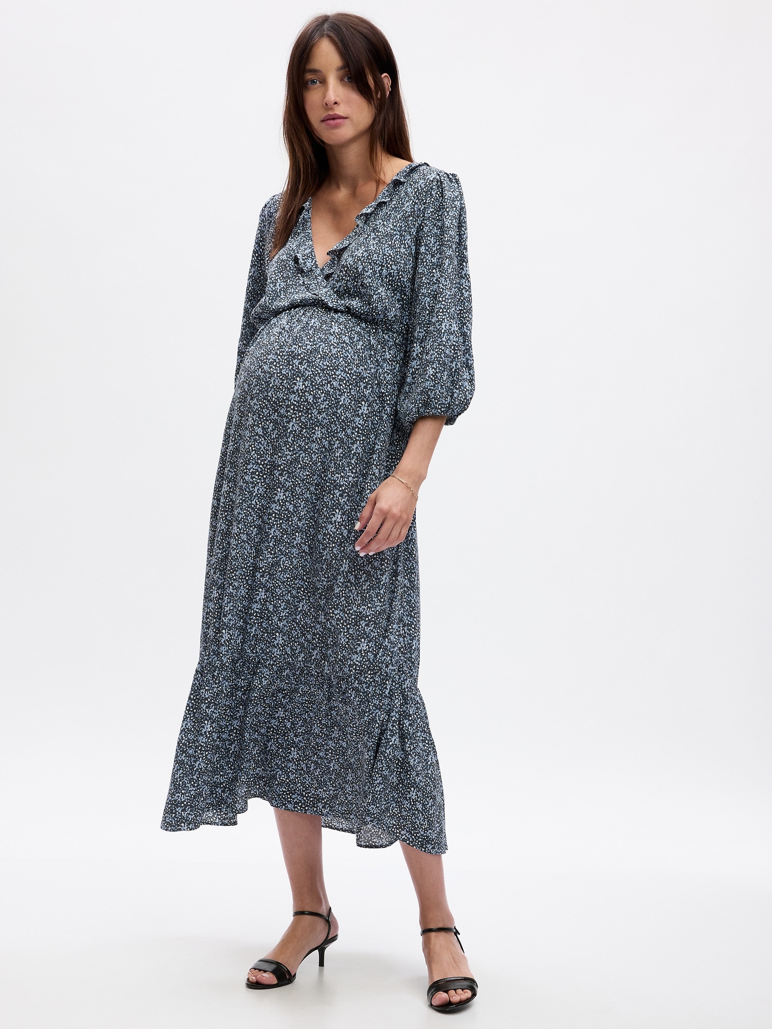 Maternity Ruffle Midi Dress