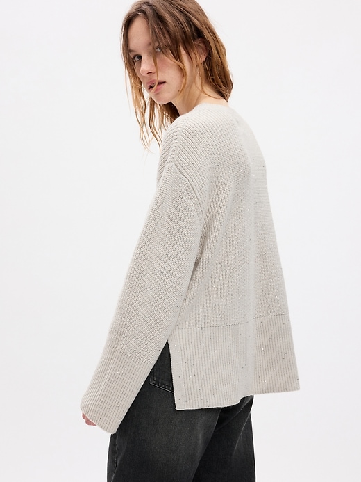 Image number 2 showing, 24/7 Split-Hem Sequin Crewneck Sweater