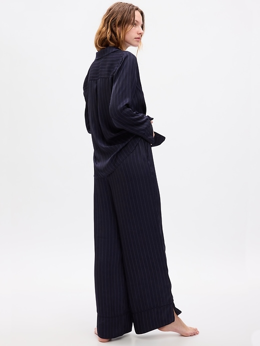 2 of 8 showing, with the color white navy stripe of product Satin Relaxed PJ Pants