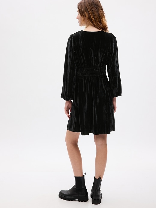 2 of 8 showing, with the color black of product Velvet Smocked Mini Dress