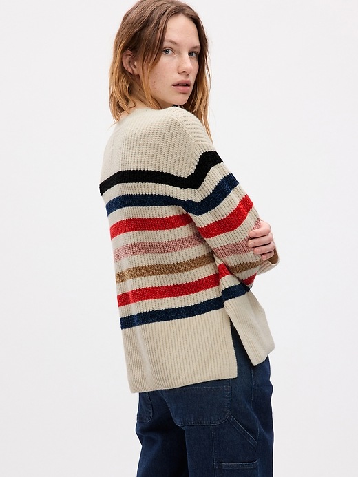 2 of 8 showing, with the color happy multi stripe of product 24/7 Split-Hem CashSoft Stripe Sweater