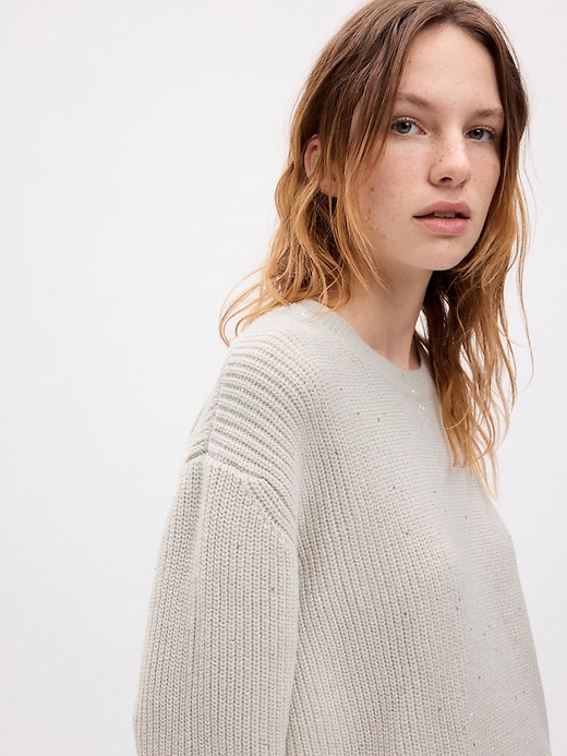 Image number 3 showing, 24/7 Split-Hem Sequin Crewneck Sweater