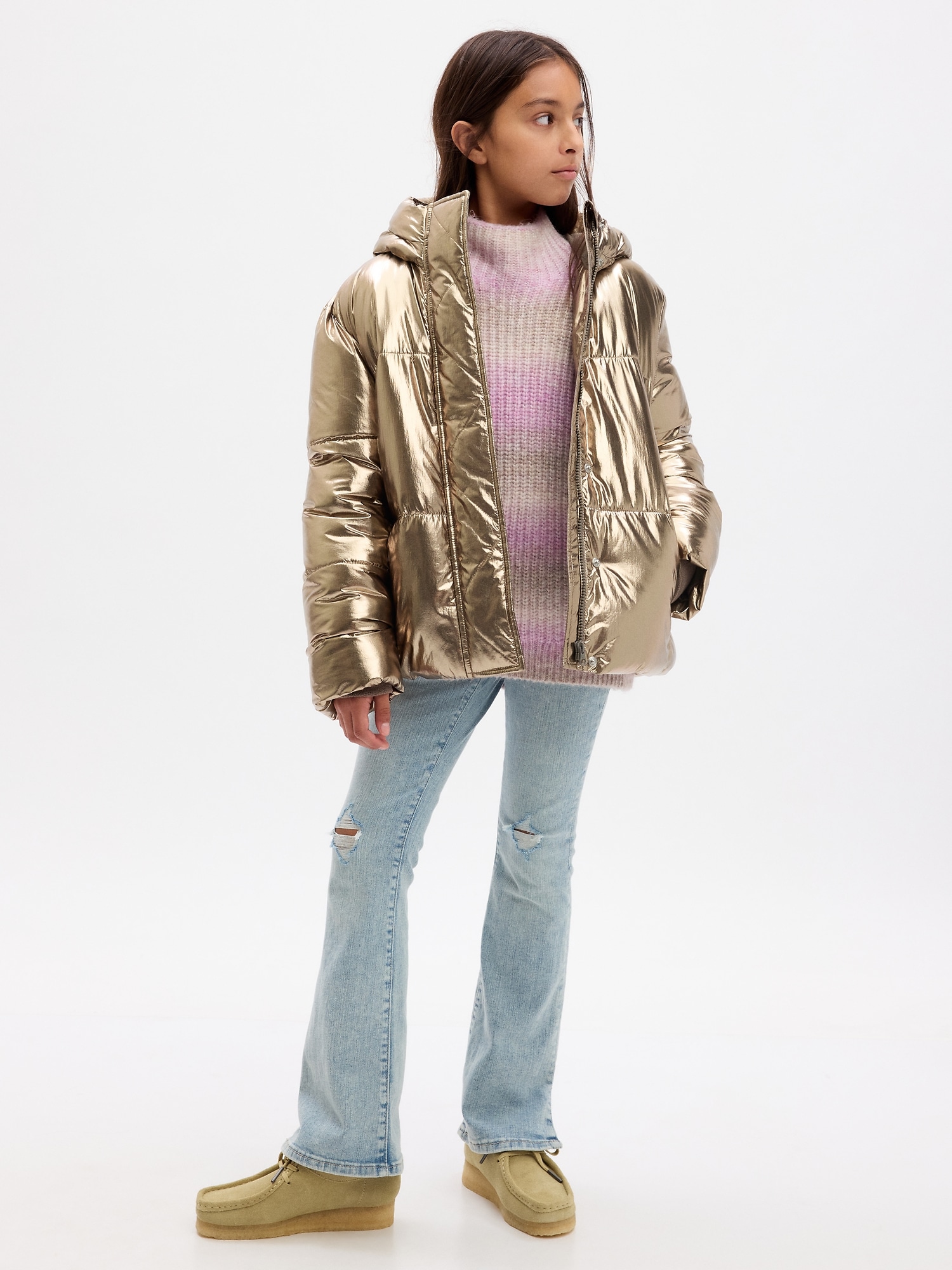 Kids Nylon Shine Puffer Jacket