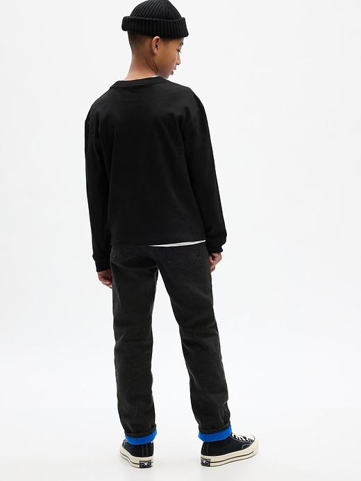 2 of 8 showing, with the color black wash of product Kids Lined Original Straight Jeans