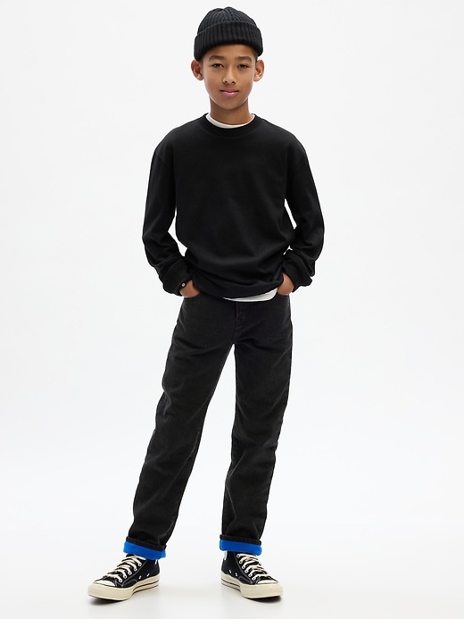 1 of 8 showing, with the color black wash of product Kids Lined Original Straight Jeans