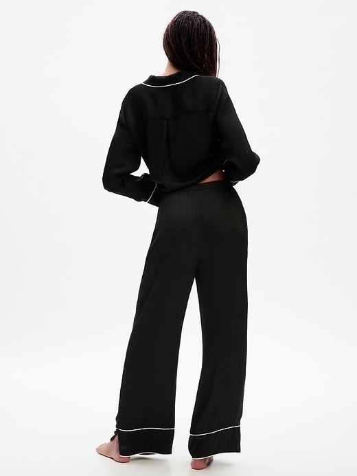 2 of 8 showing, with the color true black of product Satin Relaxed PJ Pants