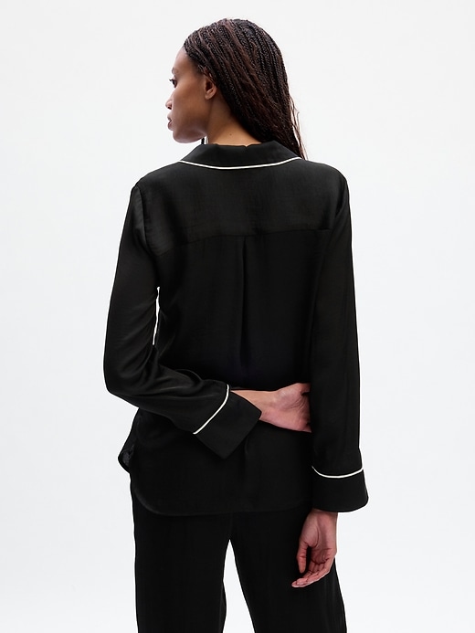2 of 8 showing, with the color true black of product Satin PJ Top