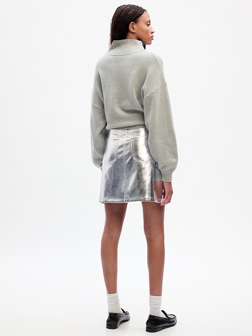 Image number 2 showing, Metallic Vegan Leather Mini Skirt