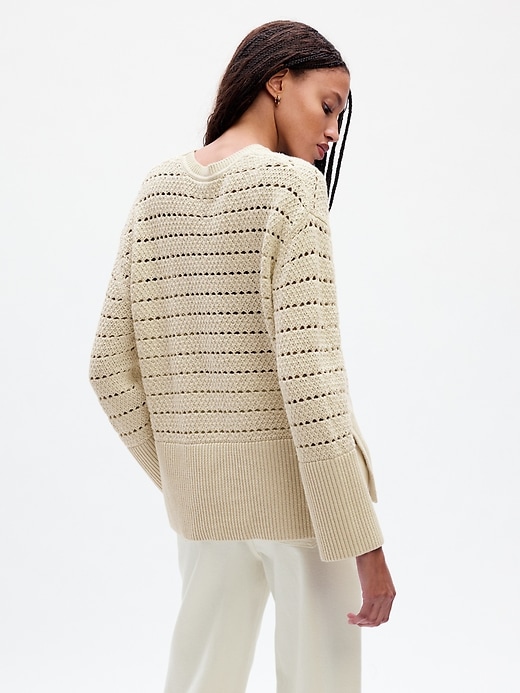 2 of 8 showing, with the color chino of product 24/7 Split-Hem Crochet Sweater
