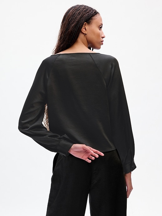 2 of 8 showing, with the color black of product Satin Boatneck Top